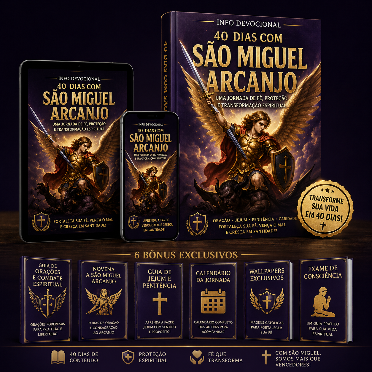 Devocional 40 Dias com São Miguel Arcanjo com 6 bônus exclusivos